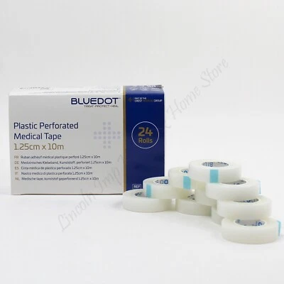 BLUE DOT / CREST MEDICAL Blue Dot Transparent Perforated Plastic Medical / Surgical Tape 1.25cm x 10m