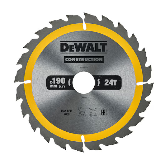 Dewalt DT1944-QZ Lama Sega Circolare 190x30mm 24T Legno Chiodato