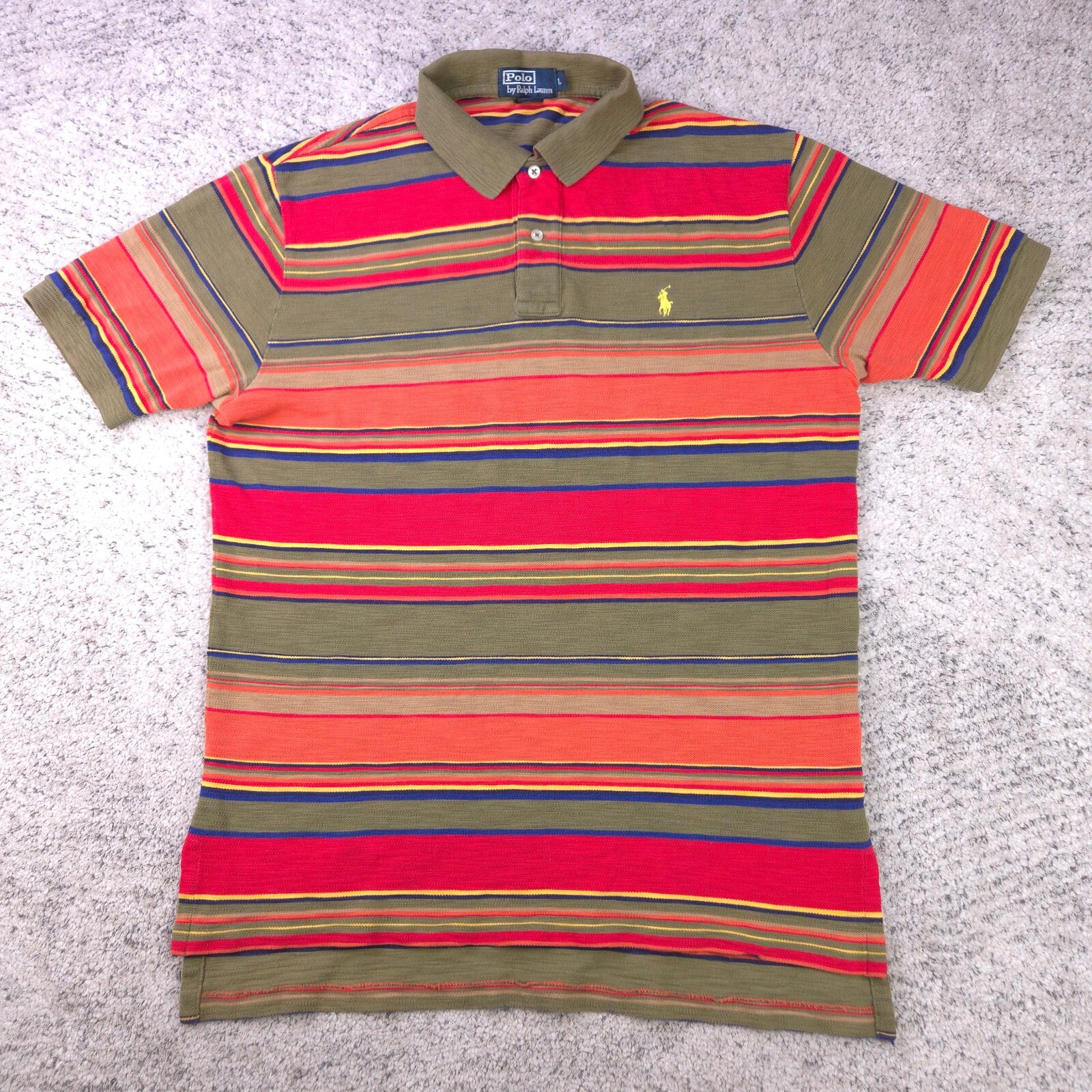 Polo Ralph Lauren camicia uomo L:large *SM HOLE* righe logo pony manica corta