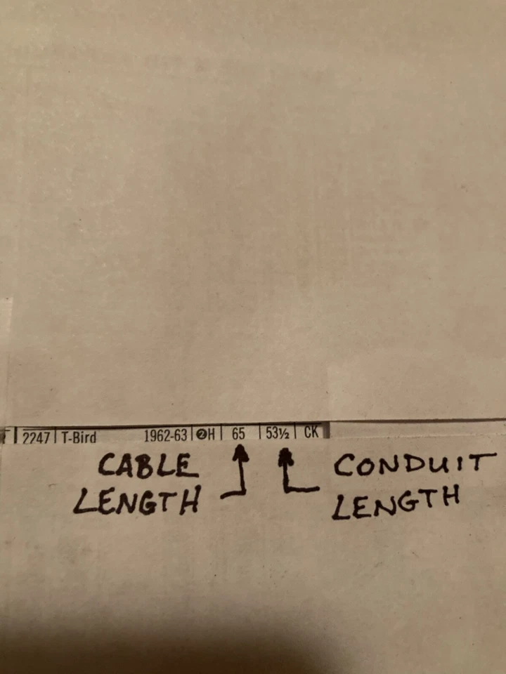 Cable de freno de estacionamiento de emergencia Thunderbird 1962 1963 NOS. Hecho en EE. UU. Ford T-Bird Foto 4 de 4