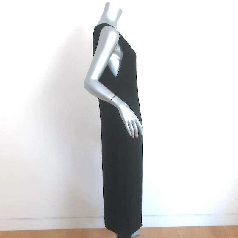 Max Mara Pianoforte Midi Dress Black Crepe Size 42 Sleeveless Side-Zip Tunic - Image 4 of 4