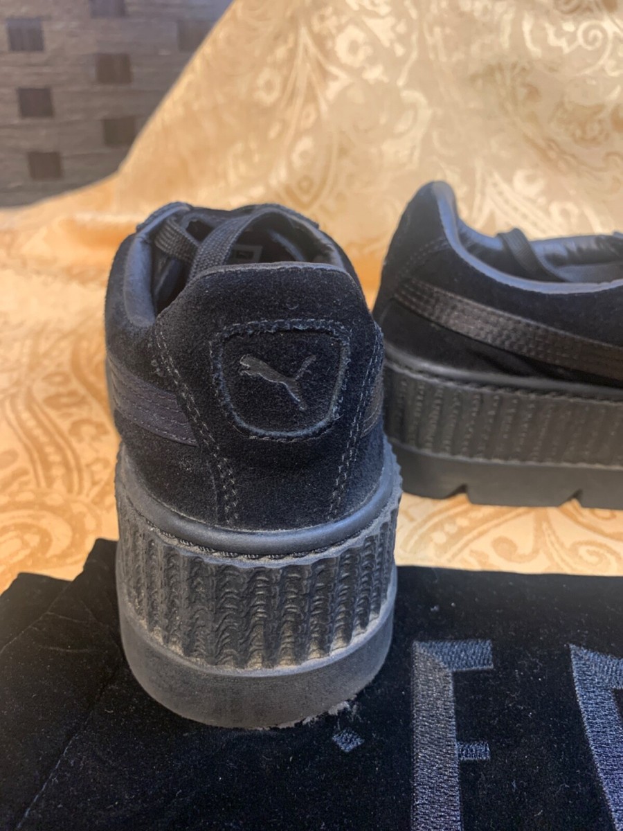 Fenty Rihanna X Puma Sz 8.5 Cleated Creeper Black Satin Suede