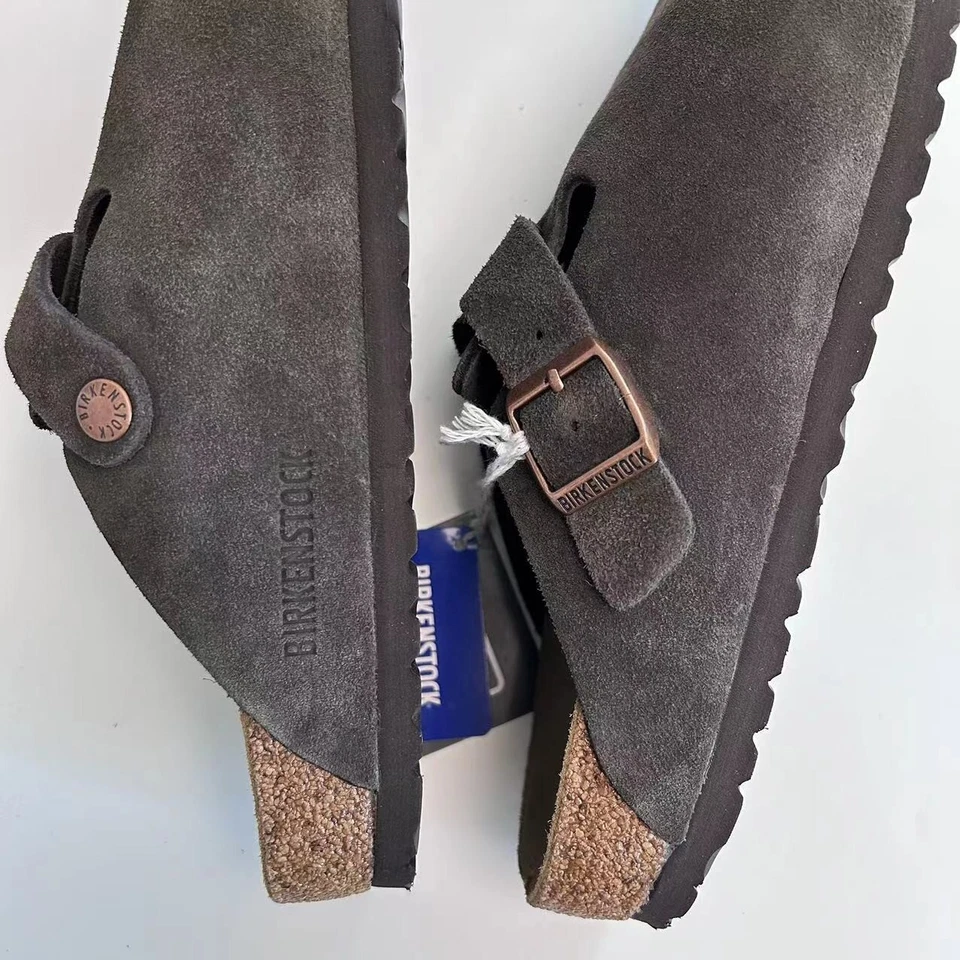 Birkenstock Boston Classic Mocha Suede Leather Unisex Shoes Narrow/Wide 37-45 - Image 3 of 4