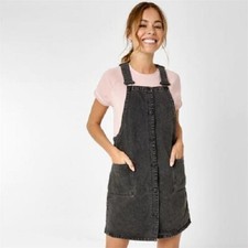 Image of Jack Wills Women's Rumney Pencil Denim Mini Dress Washed Black Size 4 (HF9)