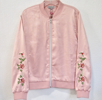 Pink Bomber embroidered jacket, Joseph A, qu'est ce que c'est silk, size L