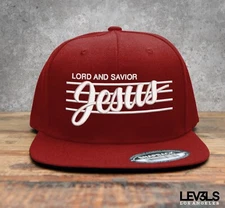RETRO JESUS LORD AND SAVIOR SNAPBACK BASEBALL CAP  CHRISTIAN CROSS JESUS SAVES