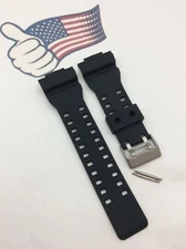 16mm Fits CASIO GA100 G-Shock Black Rubber Watch Band GA-110 GA-120 GA-300 GD100