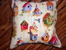 5 ASSORTED BIRDHOUSE=FLORAL  PILLOW COVERS 12" X 12" HANDMADE