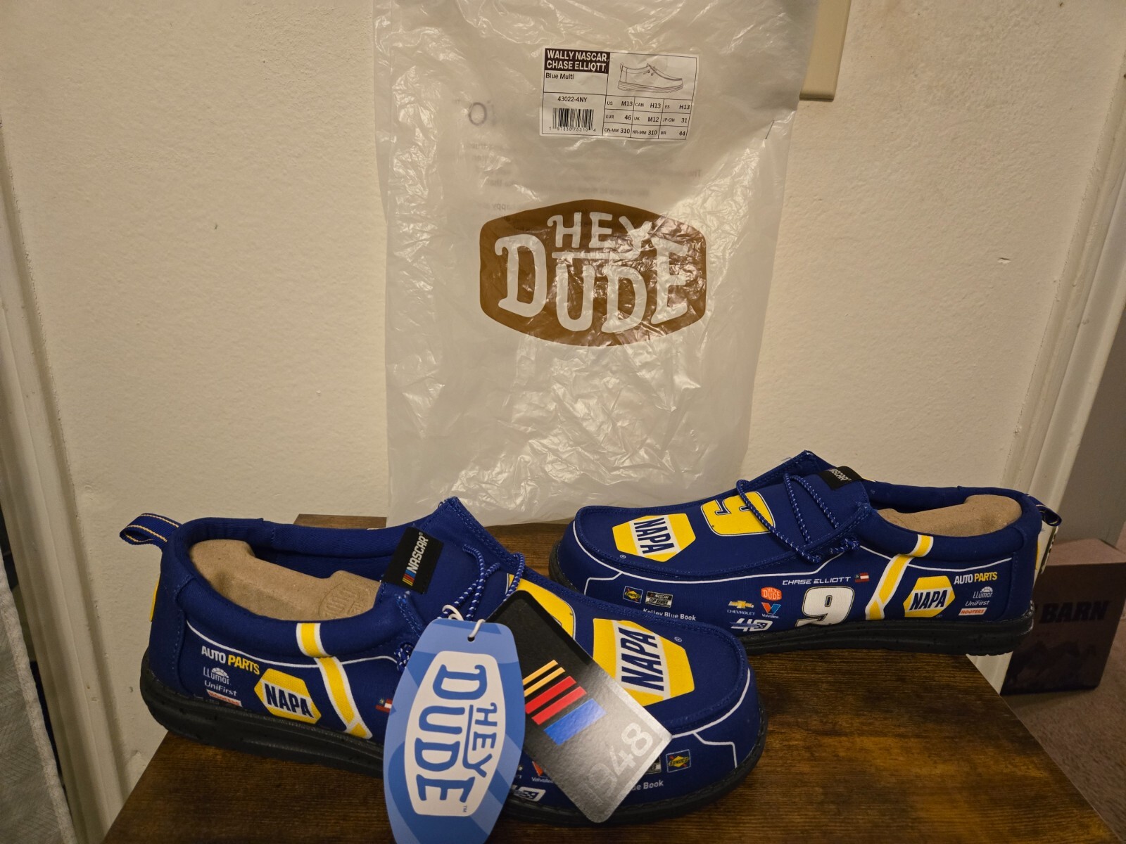 Chase Elliott #9 Heydude Mens Size 13 Blue Multi-Color Sneakers NWT Original Box