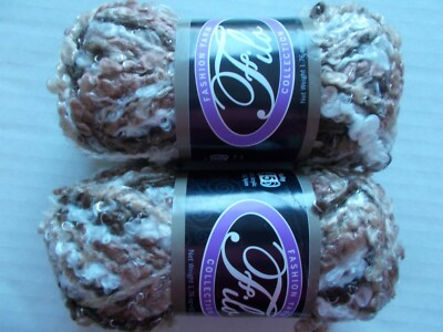 Roberts Arts & Crafts Filo boucle fashion yarn, Coco Cream, lot of 2 (52 yds ea)
