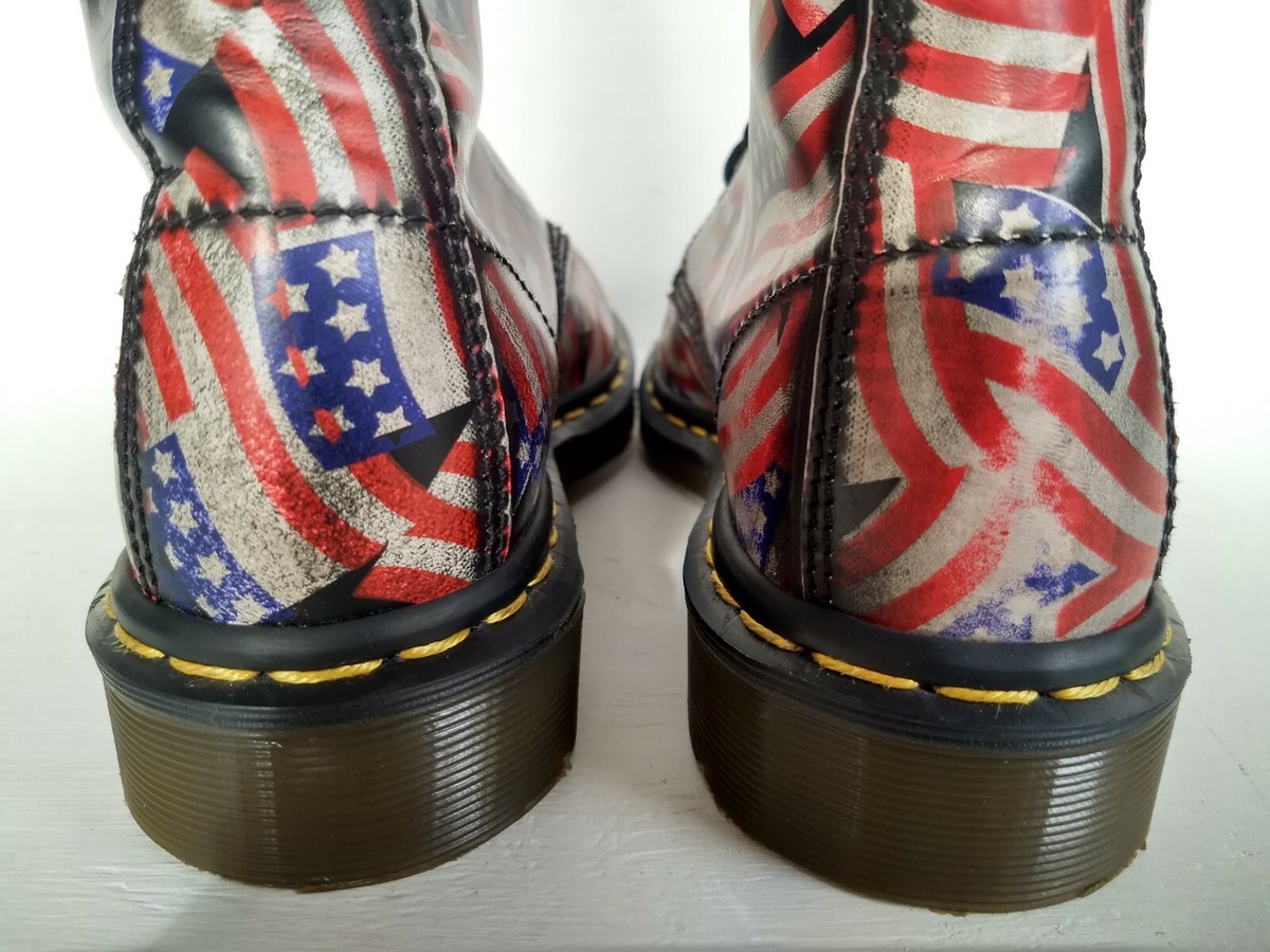 90\'s Vintage England 20-eye Dr. Martens US 11.5 con-gress 1420 american flag usa Dr Martens 20 hole patent 1420 tall knee high England  main image 4