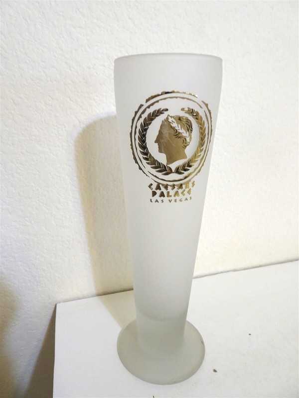 Caesars Palace las Vegas Nevada large Pilsner beer glass frosted gold logo
