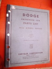 1940 Dodge Passenger Car Original Factory Parts List Catalog Manual