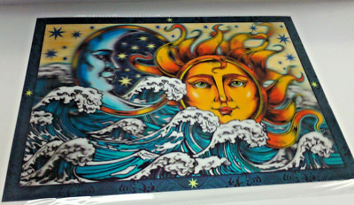 SUN MOON STARS WAVES CHANGING 3D HOLOGRAPHIC LENTICULAR POSTER 15.5'' X 11.5''