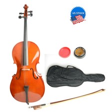 US 4/4 Retro Style Cello w/ Case Rosin Bow Kit for Beginner Student Cellist Gift