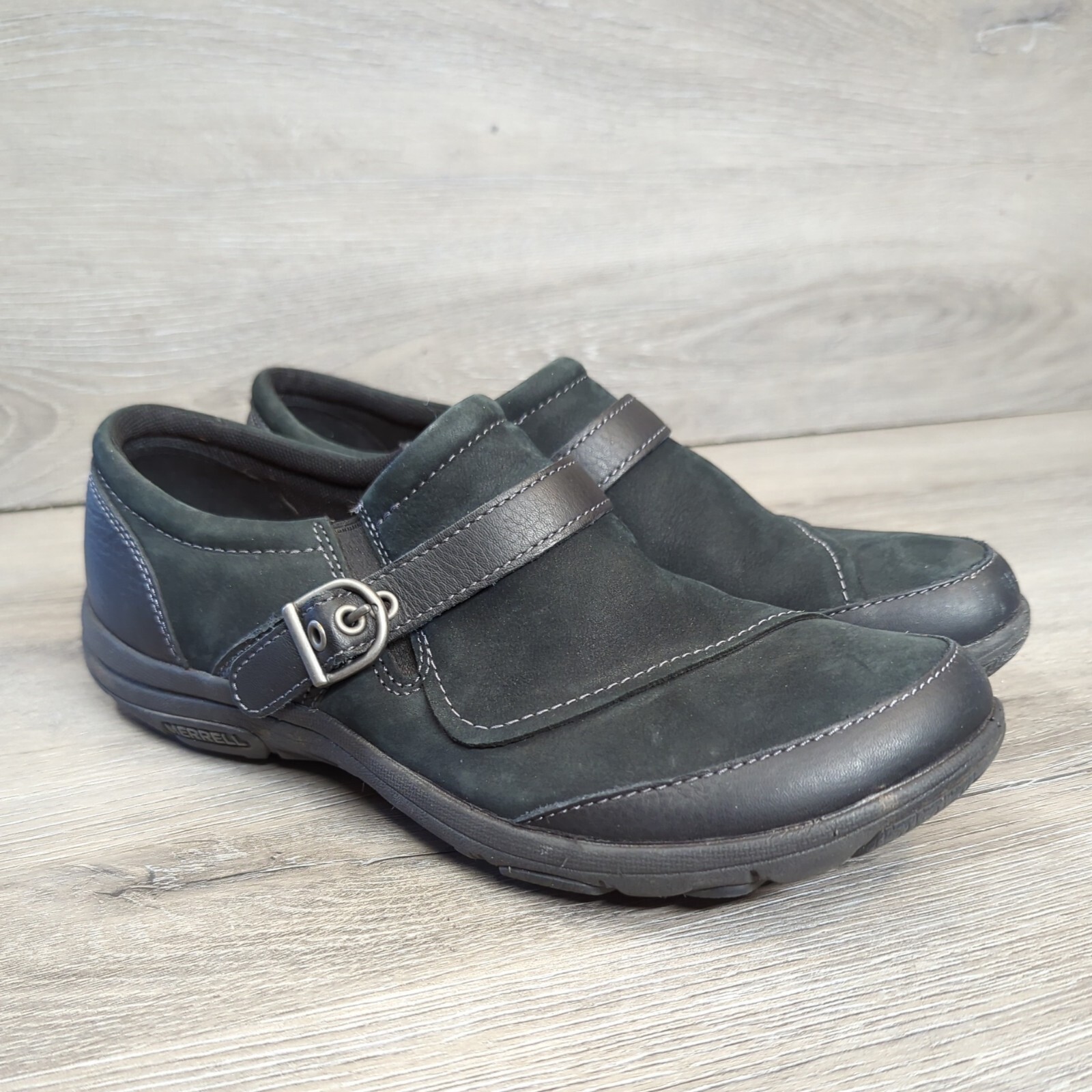 Merrell Dassie Buckle Trail Shoes Womens Size 10 Slip-On Leather Suede  Black | eBay