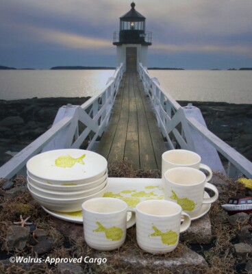 ANTHROPOLOGIE TETRA BOWLS (4), MUGS (4), SERVING PLATTER -NIB- REEL CHIC MEALS!