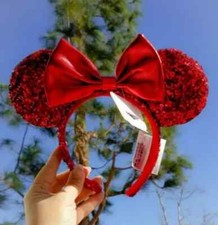 Disney Parks REDD Pirate Red Sequins Minnie Mouse Ears Bow Headband - NEW