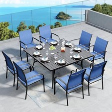 9 Piece Patio Dining Set Outdoor Furniture Set Table Chairs Set Textilene Chairs