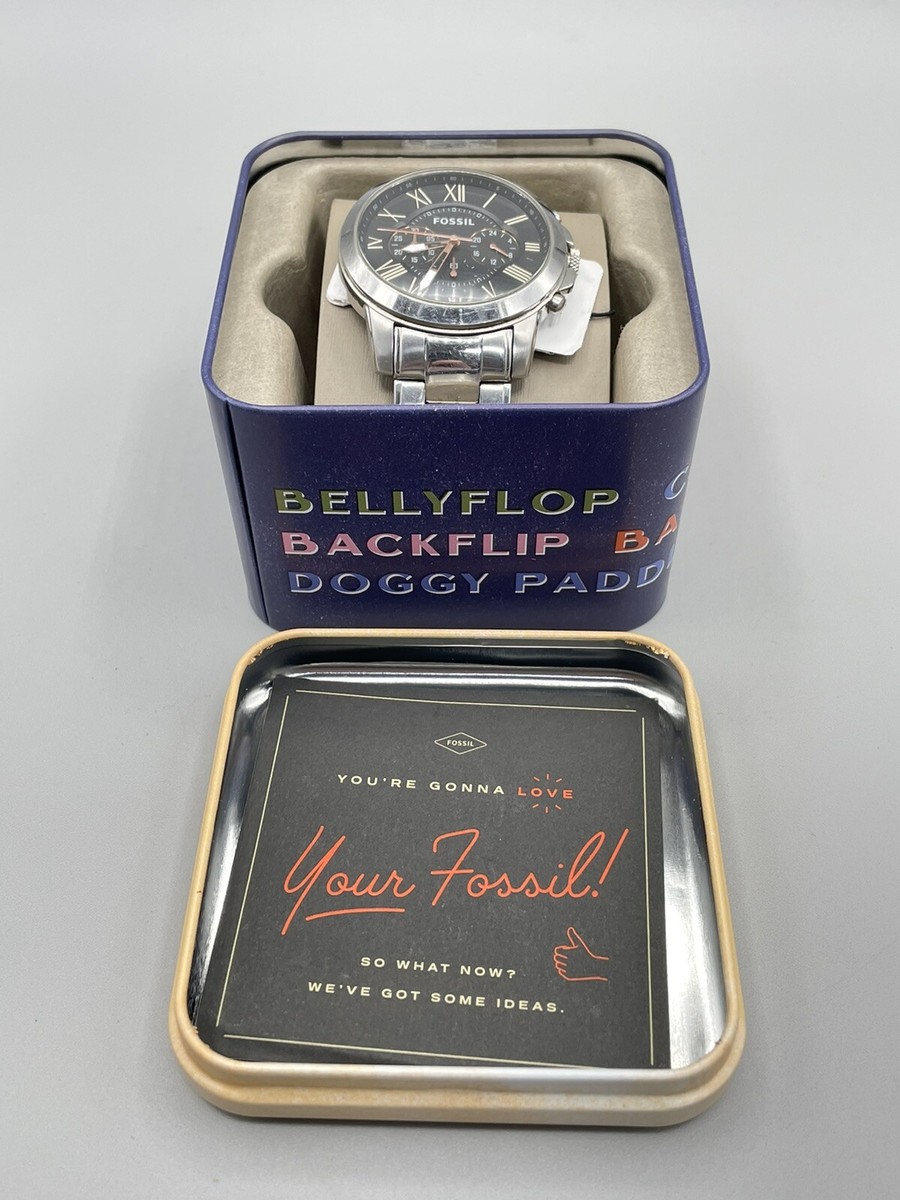 Fossil FS4994 Grant Black Dial Stainless Steel Chronograph Men