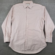 Charles Tyrwhitt Classic Fit Non-Iron Dress Shirt 17/35 Pink Micro Grid Mens