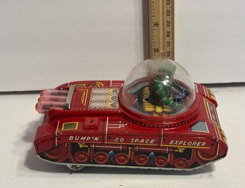 Vintage Ko Yoshiya Japan Tin Bump N Go Space Explorer Toy Tank Working