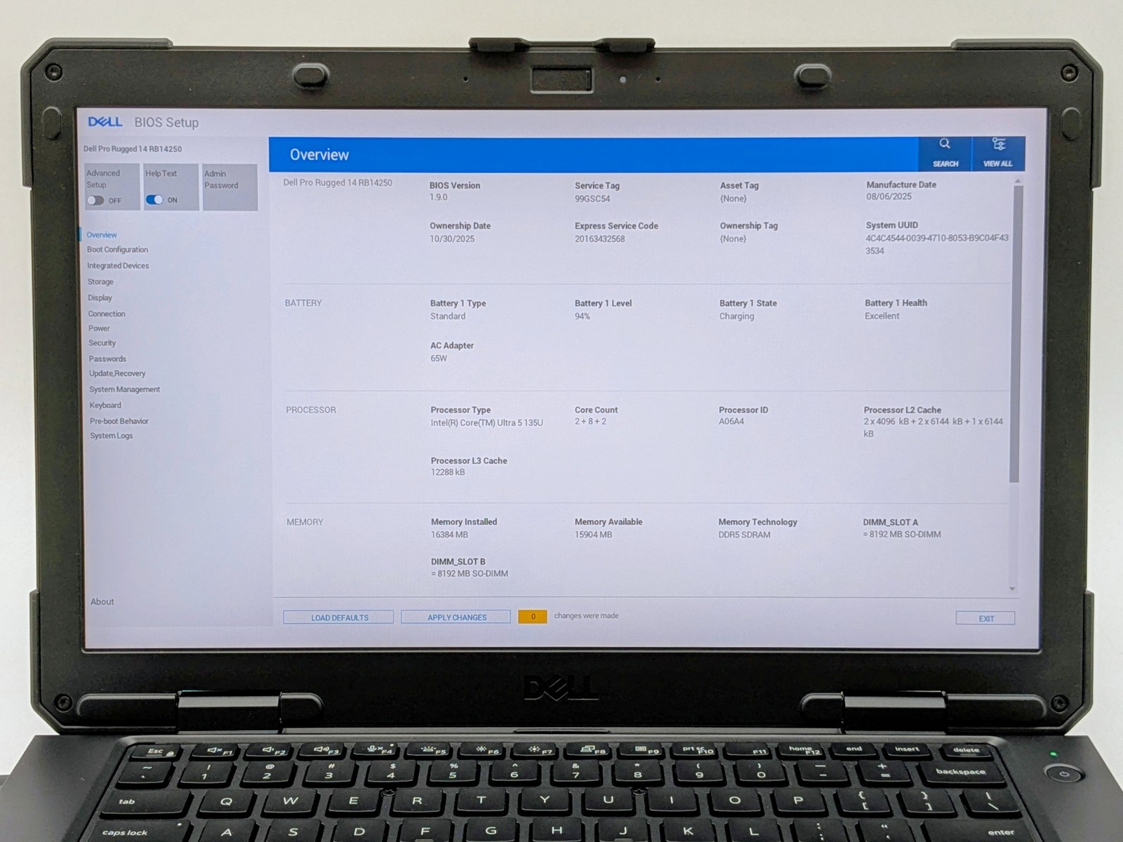 Dell Pro Rugged 14 Ultra 5 135U 14" TOUCH 1920 x 1080 LCD 16GB RAM 512G SSD