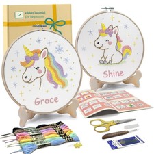 Embroidery Kit for Kids and Adults, Unicorns Embroidery Kit for Beginners, Ea...