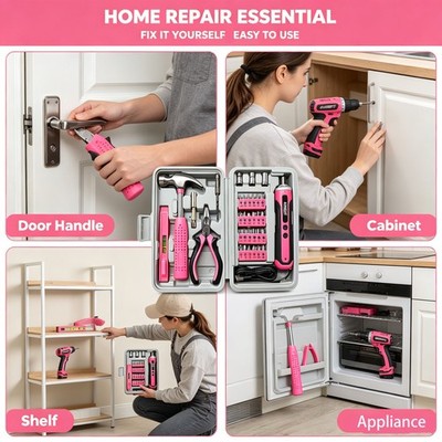 Cordless Electric Screwdriver Home Repair Tool Kit USB 34PCS Set