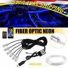 8m Led Light Neon Trim Glow Optic Strip Fiber Car Interior Ambient Lighting App