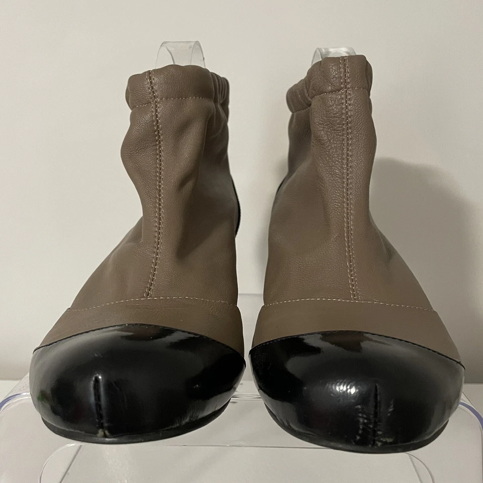 All Black Leather Slouchy Ankle Boot Tan Black Size 9 US 39.5 EUR Mod - Image 4 of 4