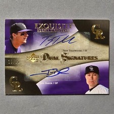 2007 Exquisite Rookie Signatures Gold #d/25 Troy Tulowitzki/Jeff Baker Auto RC