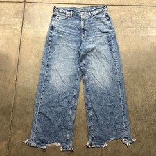American Eagle Super High Rise Baggy Wide Leg Jeans Women US 14 L Blue