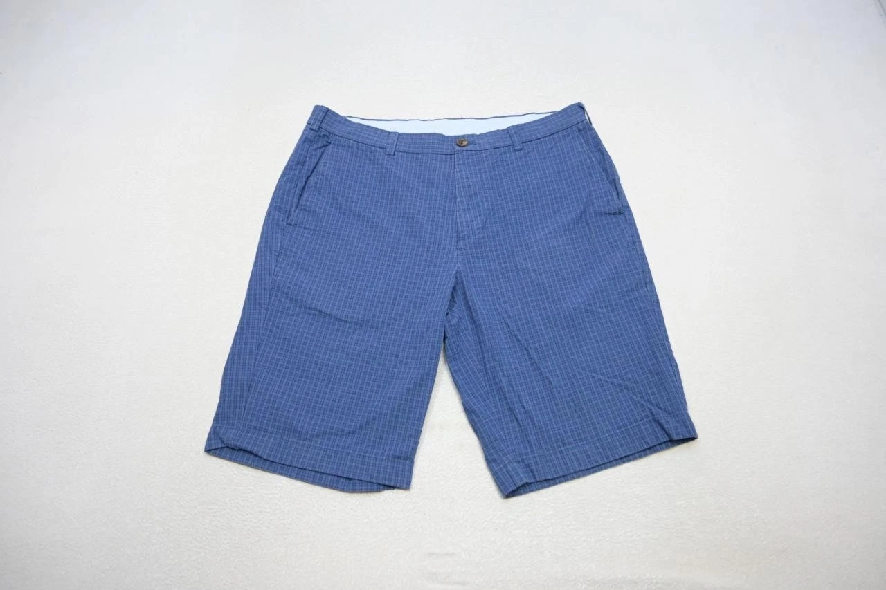 Brooks Brothers Khaki Chino Shorts Plaid Casual Flat 10.5" INS Mens 36