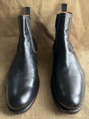Santoni Mens Black Leather Chelsea Boots Size UK 10.5 || US 11.5