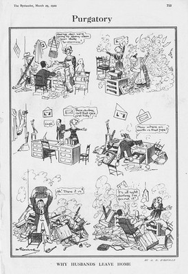 Fegefeuer Warum Ehemänner das Haus verlassen - antiker Comic-Druck 1922 von AH D'Egville