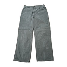 Vintage Carhartt Loose Straight 34x30 Duck Dungaree B11 MOS Moss Green Workwear