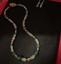 Art Glass Lampworks Flowers Bulbs Leaves Facet crystal Hypo necklace set