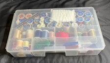 Sewing Thread Storage Box Including Various Colors Of Threads , Elastics Etc.
