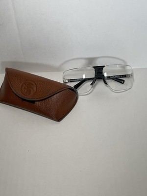 Vintage Gargoyles 85mm Clear Lens Shield Glasses Inc USA w/ Brown Leather Case