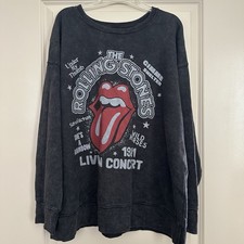 The Rolling Stones Black Sweatshirt Adult Size XL Tongue Graphic Band Songs 1981