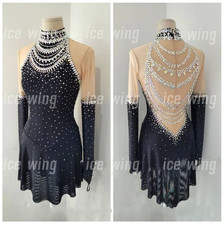 Ice Figure Skating Dress Rhythmic Gymnastics Twirling Competition black