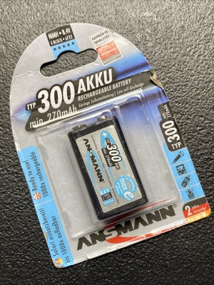 ANSMANN 9V 300 MAH LOW SELF-DISCHARGE RECHARGEABLE BATTERY 9 VOLT 5035453