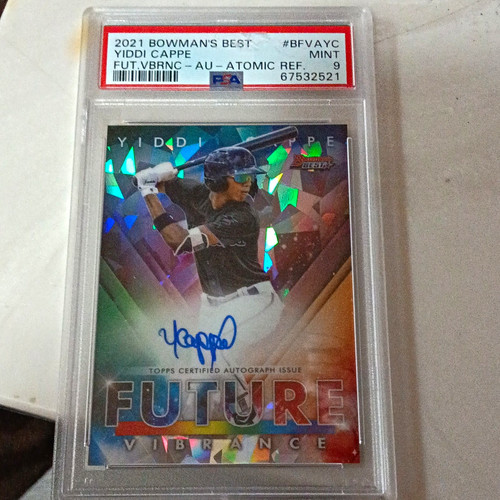 Bowman's Best 2021 Yiddi Cappe RC Auto Atomic Refractor /25 Marlins PSA 9