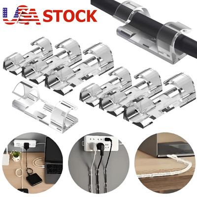 60Pcs Cable Clips Self-Adhesive Tie Cord Management Wire Holder Organizer Clamp