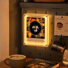 Record Player Refrigerator Magnet Acrylic Rotating Disc Light Auto Portable