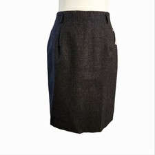 Vintage Talbots Petites Wool Pencil Skirt Charcoal Gray 4P Lined Corporate Chic