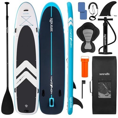 SereneLife 12 2  Inflatable Paddle Board XL Family Stand Up Paddleboard - Black