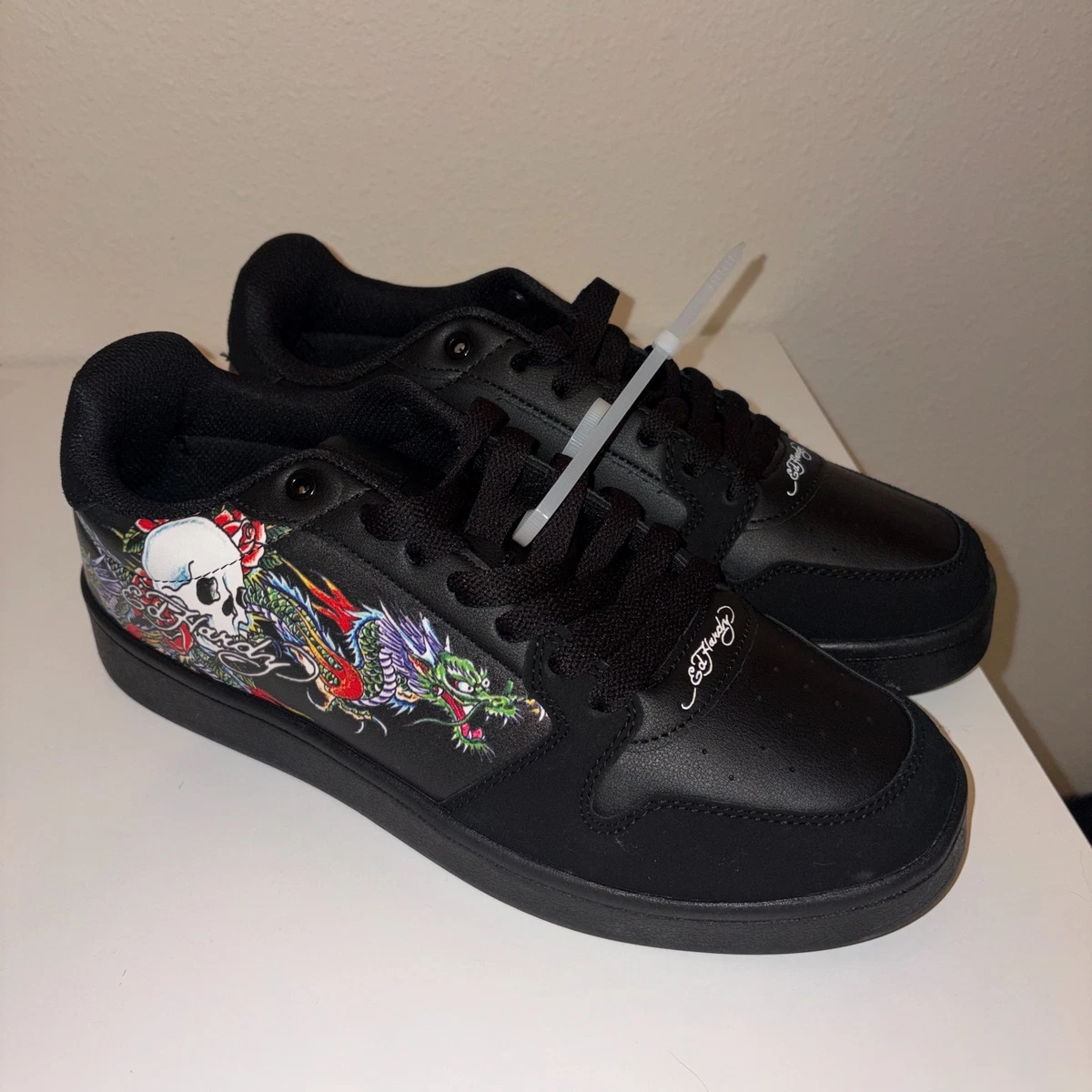 Ed Hardy Sneakers Graphic Grunge Punk Goth Motorcycle Sz 10M/11.5W Womens Ed Hardy Gothic Skater Sneaker - Black/White – Ed  main image 3