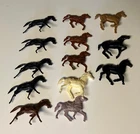Lot Of 13 Marx Horse Running Fort Apache Playset Reissue Black Brown Hollow